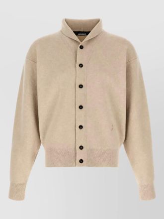 Jacquemus cashmere merino wool ribbed shawl collar cardigan