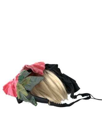 Dolce & Gabbana Womens Black Viscose White Hair Parrucchiera Headband Diadem Silk Nylon Elastane Accessory