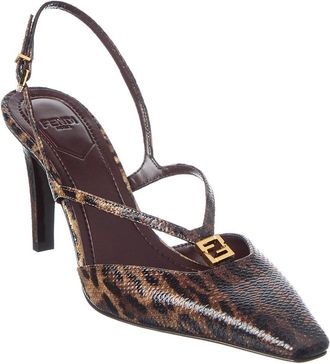 Fendi Fendi Ffold Snakeskin Slingback Pump