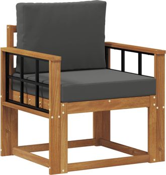 vidaXL Sof&aacute; De Exterior Madera De Acacia S&oacute;lida Y Poli&eacute;ster Natural Vidaxl