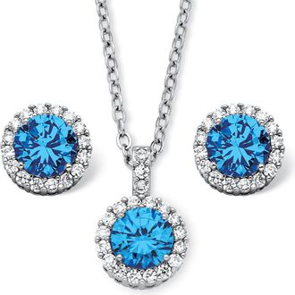 Palm Beach Jewelry 4.30 TCW Birthstone CZ Silvertone Jewelry Set