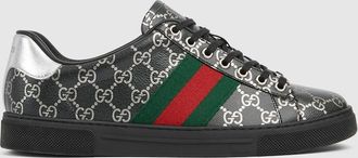 Gucci Mens Gucci Ace Sneaker, Black, Fabric