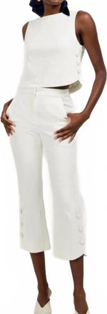 Trina Turk Tortona Button Hem Pants In Washwhite