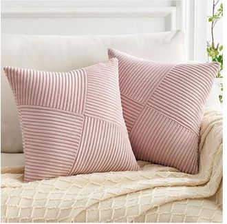 OEM Funda De Coj&iacute;n De Pana Rosa De 45x45 Cm, Funda De Coj&iacute;n Decorativa Supersuave Para Sof&aacute; Con Estampado De Rayas Patchwork, Decoraci&oacute;n Para El Hogar, Id