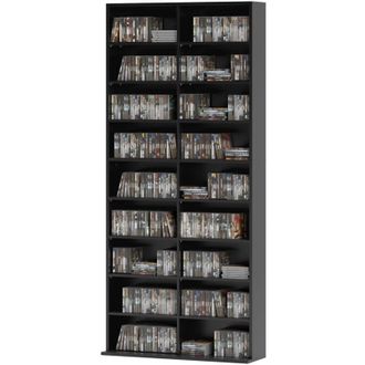 HOMCOM Mobile Porta CD con 14 Ripiani Regolabili per 640 CD/360 DVD Nero