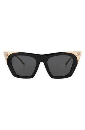 Philipp Plein 52mm Square Sunglasses in Black Gold Smoke at Nordstrom Rack