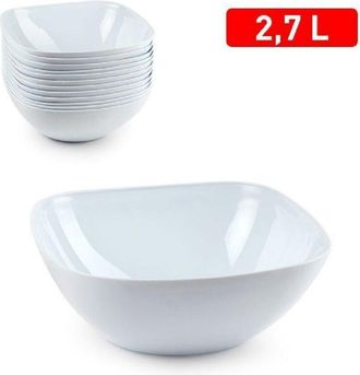 Trade Shop Juego 12 Piezas 2.7 L Blanco Opal Plato Cuadrado Vajilla 1218901