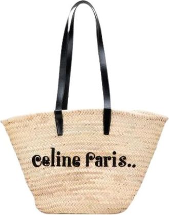 Celine Pre-owned Raffia Tote Bag - Dames - Vintage Shopper - Beige - ONE Size - Leer - Vintage