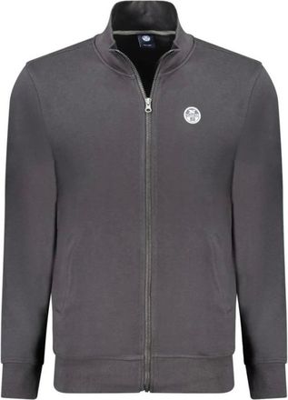 North Sails Hoodies & sweatvesten, Heren, Zwart, M, Katoen, Zwarte Katoenen Crew Neck Sweatshirt