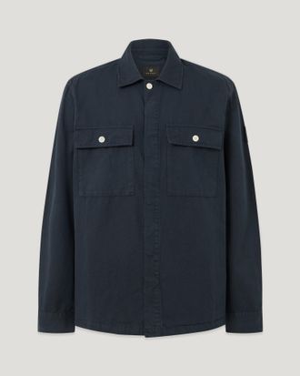 Belstaff Camisa Maritime Para Hombre Lino De Algod&oacute;n Te&ntilde;ido En Prenda Tinta Oscura 2xl