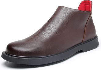 Generic Chelsea Boots For Men With Zipper Burnished Toe Genuine Leather Slip On Wearable Anti-slip Non Waterproof Dress Classic Slip On(6.5 UK)