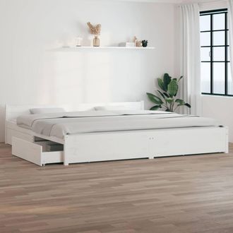 Berkfield Home Bed Frame with Drawers White 180x200 cm Super King Size