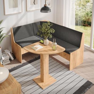 Vicco Conjunto Con Banco Esquinero Ramon, Roble Dorado, 137.6 X 92.8 Cm Con Mesa De Esquina, Vicco