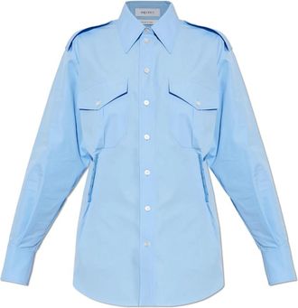 Alexander McQueen Asymmetrisch Gesneden Overhemd - Dames - Overhemden - Blauw - S - Katoen - Overhemden