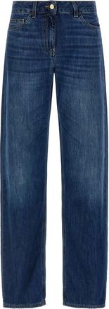 Elisabetta Franchi Jeans, Dames, Blauw, W30, Katoen, Palace Jeans met Logo Details