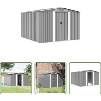 vidaXL Magazzino esterno - Casetta da Giardino 257x298x178 cm in Metallo Grigio