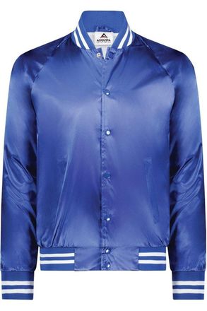 Augusta Sportswear Satin Baseball Jacket Striped Trim