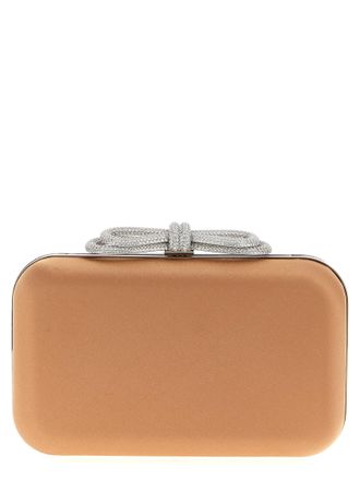 Mach & Mach Womens Double Bow Satin Clutch