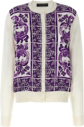Dolce & Gabbana Purple Printed Silk Cardigan