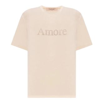 Twinset T-Shirts, female, Pink, Size: XS Amore Appliqu&eacute; T-shirt