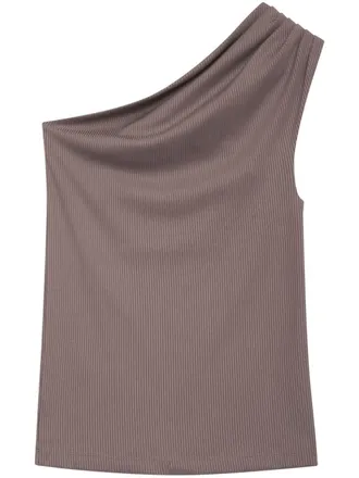 Anine Bing Camila one-shoulder ribbed top - Brown