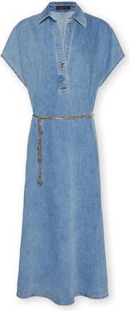 Elena Miro Denim jurk met riem - Dames - Casual kleedjes - Blauw - L/Xl - Denim - Kleedjes
