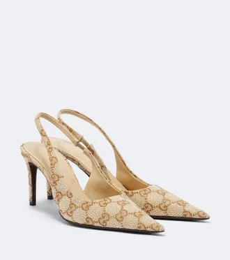 Gucci Donna GG embellished slingback pumps