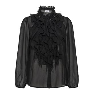 Saint Tropez Camisa de manga larga Lilja SZ Crinkle - Blouses & Shirts - Mujer - Negro - 2XL