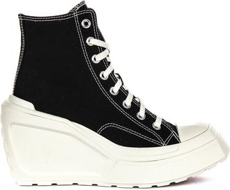 Converse Wedges, female, Black, 4 UK, Black White Wedge Trainers Women