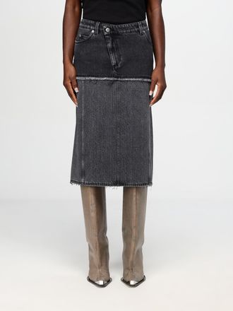 Alexander McQueen Alexander Mcqueen Womens Layered Denim Midi Skirt - Dark Grey Cotton - Size EU 40 (Womens)