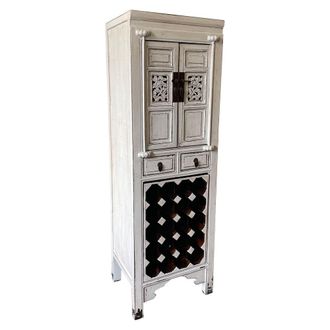 Wanderlust Deco Armario Botellero De Madera Blanco 55x45x170