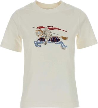 Burberry Cotton T-Shirt - Dames - T-shirts - Wit - XS - Katoen - Tops