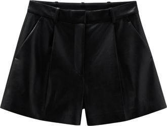 Anine Bing Korte Broeken, Dames, Zwart, M, Leer, Trent Shorts