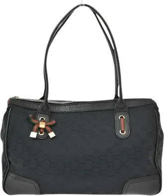 Gucci Pre-owned Handbags, female, Black, Size: ONE SIZE Pre-owned Canvas Handbag