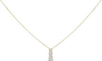 House of Brilliance 14K Gold 1/2 Cttw Lab Grown Diamond Three Stone Pendant Necklace in Yellow at Nordstrom
