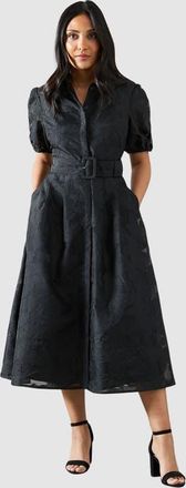 Wallis Petite Burnout Floral Shirt Dress in Black at Nordstrom, Size 6