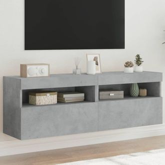 Berkfield Home TV Wall Cabinets with LED Lights 2 pcs Concrete Grey 60x30x40 cm | Size: 60 x 30 x 40 cm