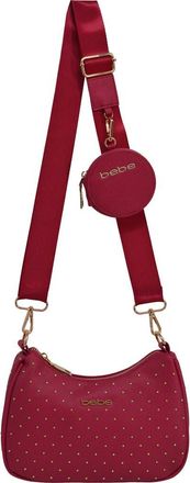 Bebe Sagan Stud Crossbody Bag with Zip Pouch in Dark Pink at Nordstrom Rack