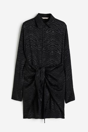 H&M Blusenkleid mit Bindedetail - Schwarz