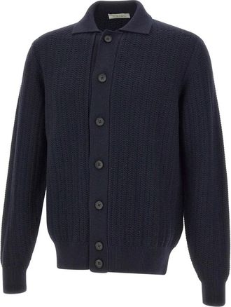 FILIPPO DE LAURENTIIS Extrafijne Merino Wollen Trui - Heren - Vesten - Blauw - 2XL - Wol - Truien & Vesten