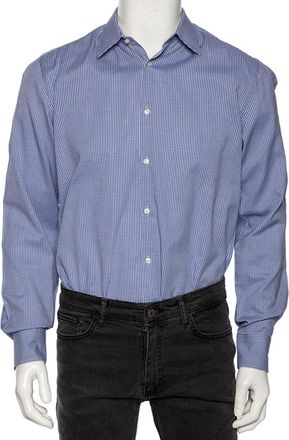 HUGO BOSS Boss By Hugo Boss Blue Check Cotton Button Front Slim Fit Shirt