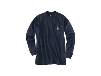 Carhartt Work in Progress Big Tall Flame-Resistant Force Cotton Long Sleeve T-Shirt Mens T Shirt Dark Navy : 3XL (Tall), Cotton/Jersey