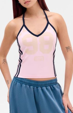 BDG 98 Stretch Cotton Graphic Halter Top in Pink at Nordstrom, Size X-Large