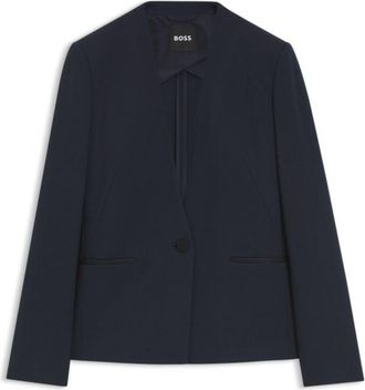 BOSS Regular-fit collarless blazer in performance-stretch jersey