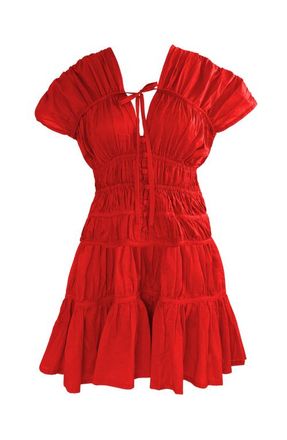 Brunna.Co The Srikandi Ruffle Mini Dress in Red at Nordstrom, Size Medium P