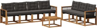 vidaXL Conjunto De Sof&aacute;s De Exterior 8 Uds. Natural Y Negro Vidaxl