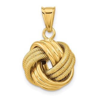Diamond2Deal 14k Yellow Gold Polished Textured Love Knot Pendant