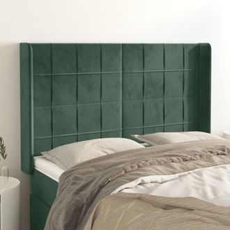 vidaXL Vidaxl - Cabecero Con Orejas De Terciopelo Verde Oscuro 147x16x118/128cm