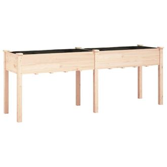 Berkfield Home Planter with Liner 203x53x76 cm Solid Wood Fir in Natural | Size: 203 x 53 x 76 cm