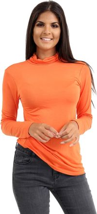 Janisramone Polo Shirts for Women UK, Long Sleeves Turtle Neck Womens Polo Shirt, Stretchy Long Sleeve Tops Women UK, Women s Roll Neck Polo T Shirt Size 8-26 Ora